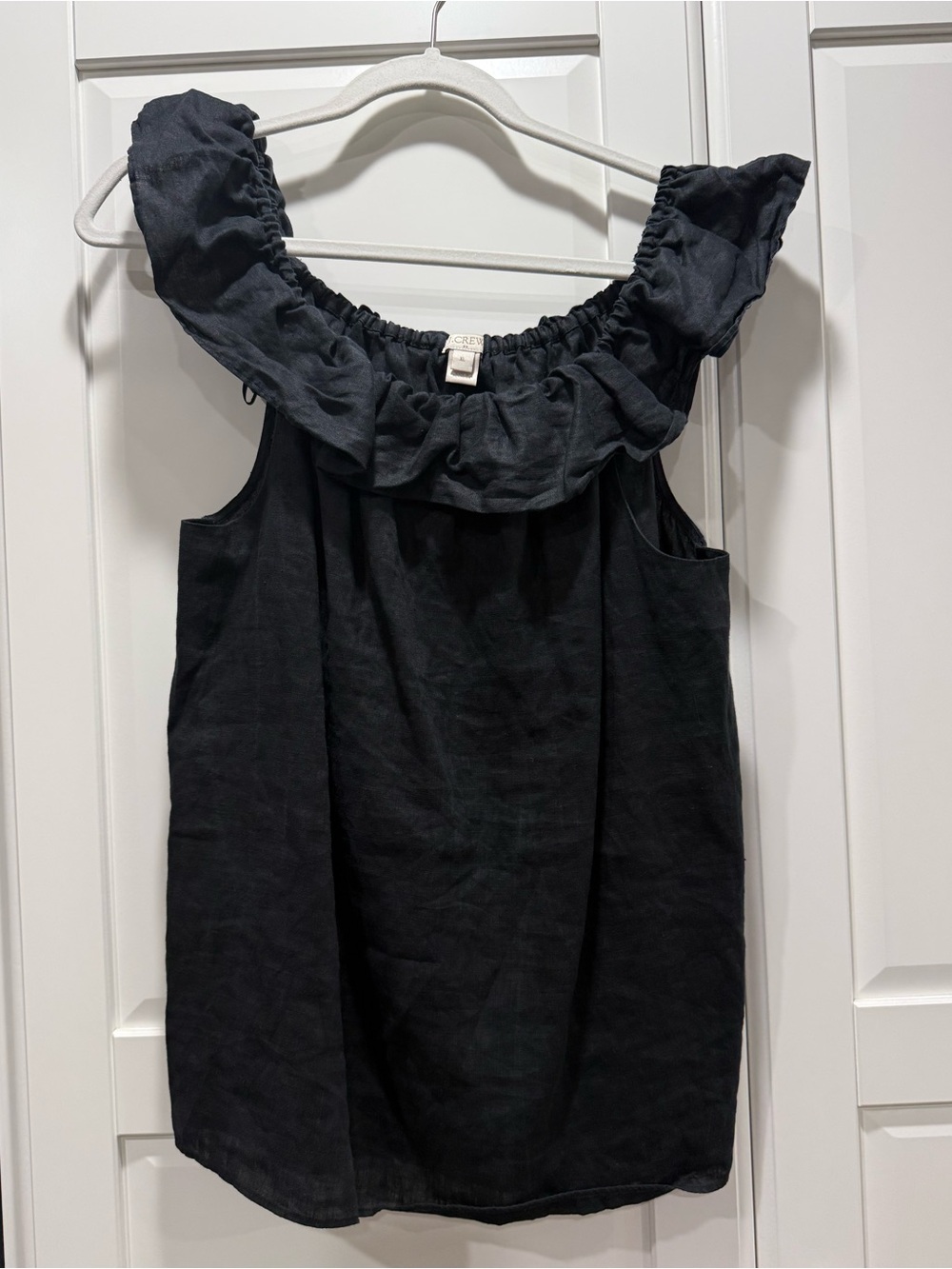 J. Crew Black Ruffle Neck Top